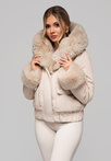 Women's jacket with detachable fur OW-JALP-0100 v2 - beige
