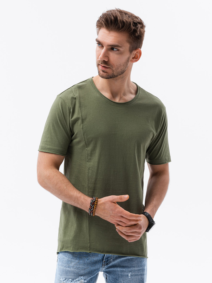 T-shirt męski bawełniany - khaki S1378