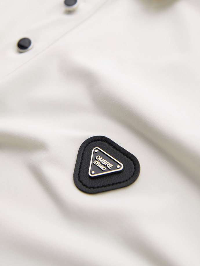 Men's stylish stretch fabric polo shirt - cream V2 OM-POSS-0150