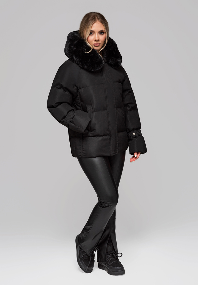 Women's insulated jacket with fur OW-JAHP-0105 v1 - black