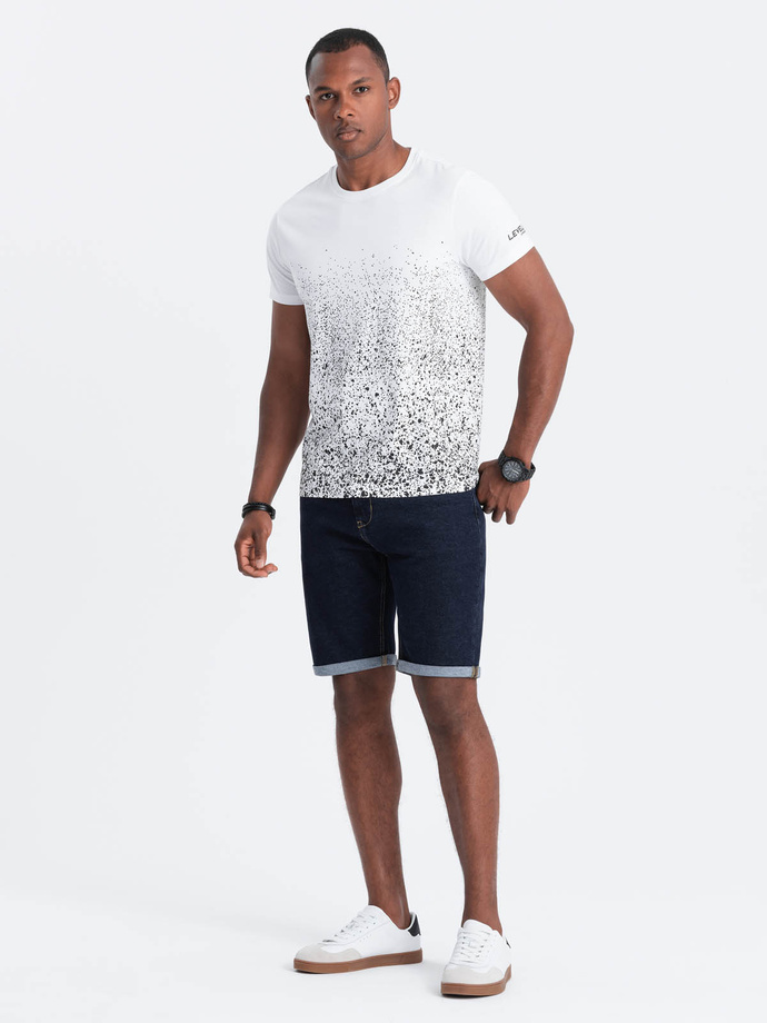 T-shirt męski bawełniany z gradientowym nadrukiem - biały V1 OM-TSPT-22SS-001