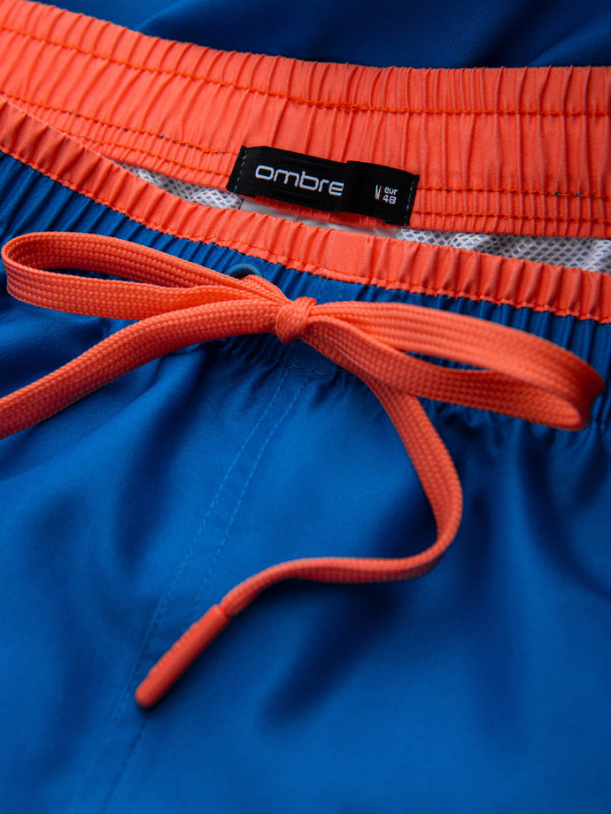 Spodenki męskie kąpielówki z dwukolorowym ściągaczem – ciemnoniebieskie V5 OM-SRBS-0141
