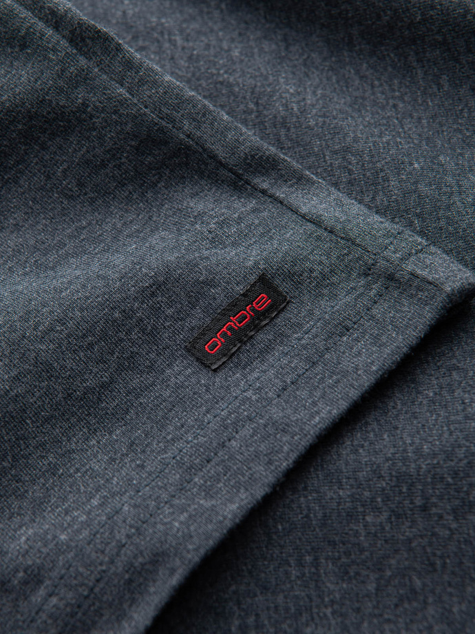 T-shirt męski z rozpinanym okrągłym dekoltem henley – granatowy V5 OM-TSCT-0155