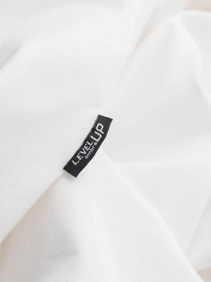 Męski bawełniany t-shirt LOOSE FIT z okrągłym dekoltem – kremowy V2 OM-TSBC-0234