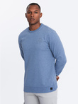 Men's mélange sweatshirt with embroidered logo - indigo V4 OM-SSNZ-0163