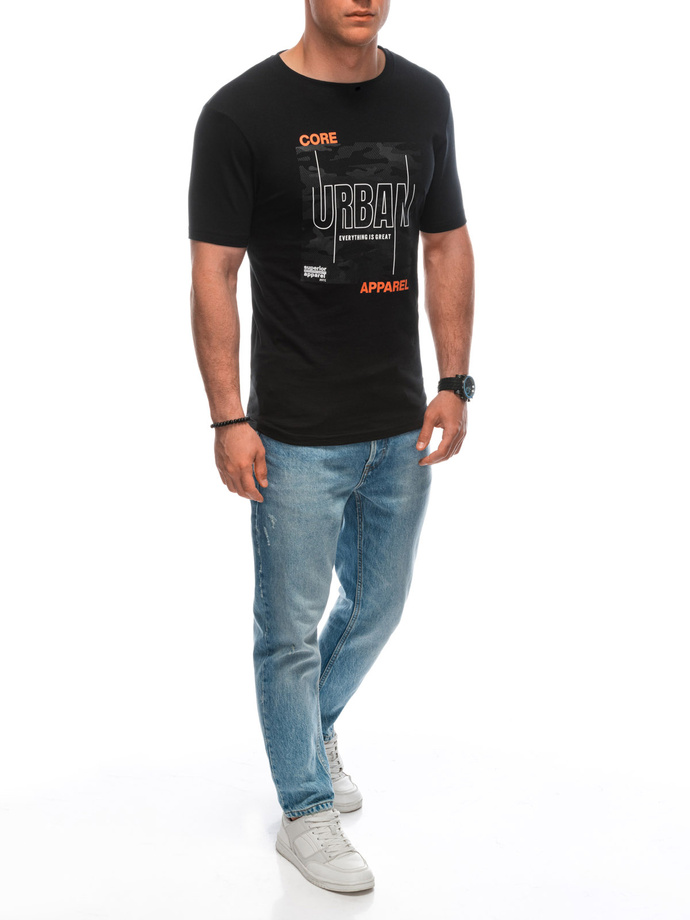 Men's printed t-shirt S1951 - black