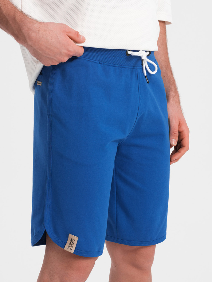 Men's sweat shorts with rounded leg - blue V1 OM-SRSK-0105