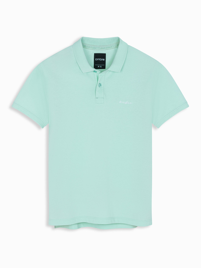 Cotton pique knit polo shirt - mint V1 OM-POSS-0103