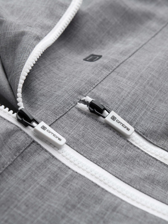 Lekka sportowa męska kurtka z polarową podszewką – szara V3 OM-JANP-0136