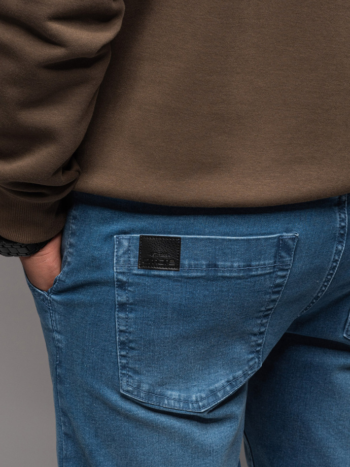 Men's denim joggers with piping - blue V3 OM-PADJ-0156