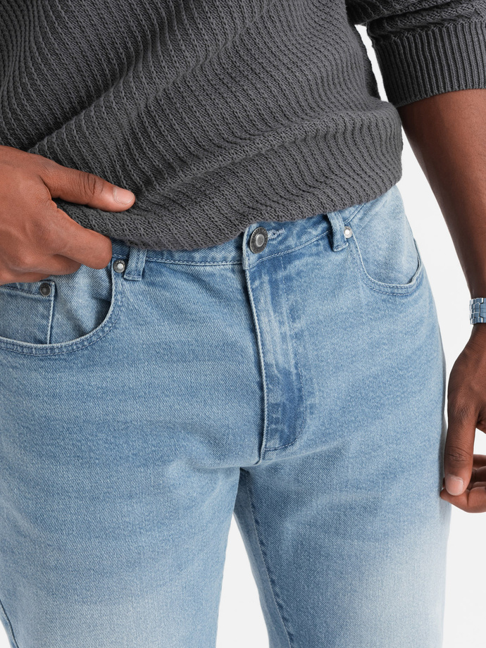 Spodnie męskie jeansowe STRAIGHT LEG - jasnoniebieskie V2 OM-PADP-0133