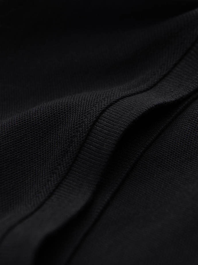 BASIC men's single color pique knit polo shirt - black V1 OM-POBS-0100