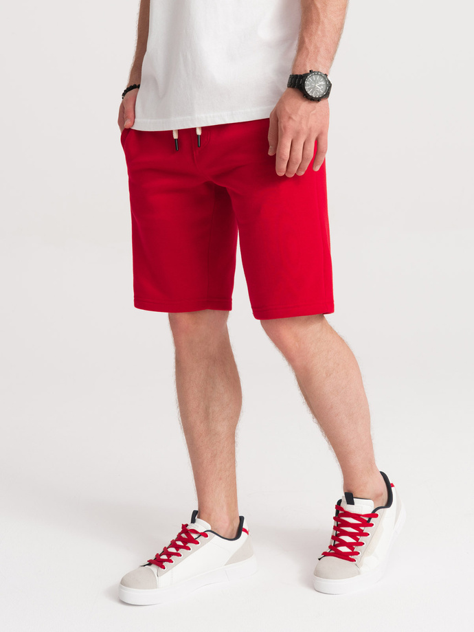 Krótkie spodenki męskie z kieszeniami - czerwone V7 OM-SRBS-0109