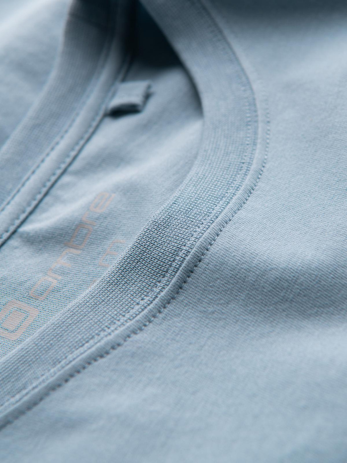Men's cotton t-shirt with chest print - light blue V2 OM-TSPT-0167
