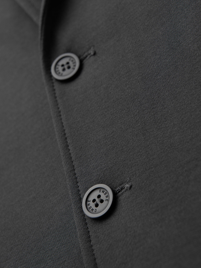 Men's SLIM knit jacket with subtle texture - graphite V1 OM-BLZB-0101