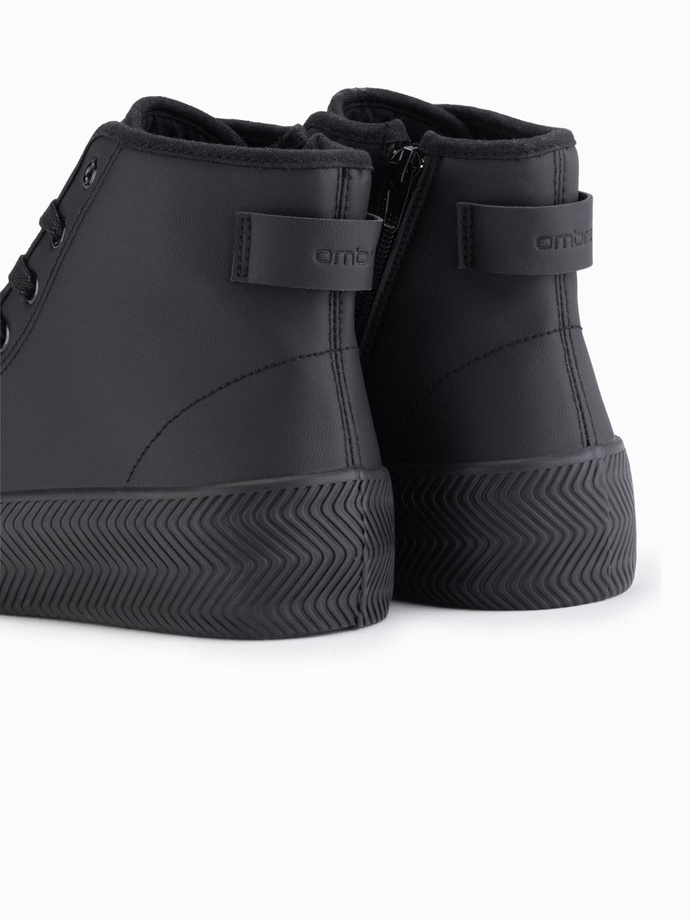 Men's high top sneakers with zipper for easy donning - black V1 OM-FOTH-0184