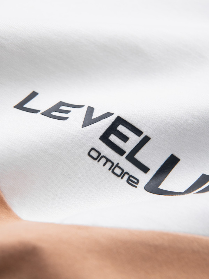 T-shirt męski bawełniany trójkolorowy z logo - czarno-brązowy V3 S1747