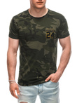 T-shirt męski z nadrukiem S1926 - khaki