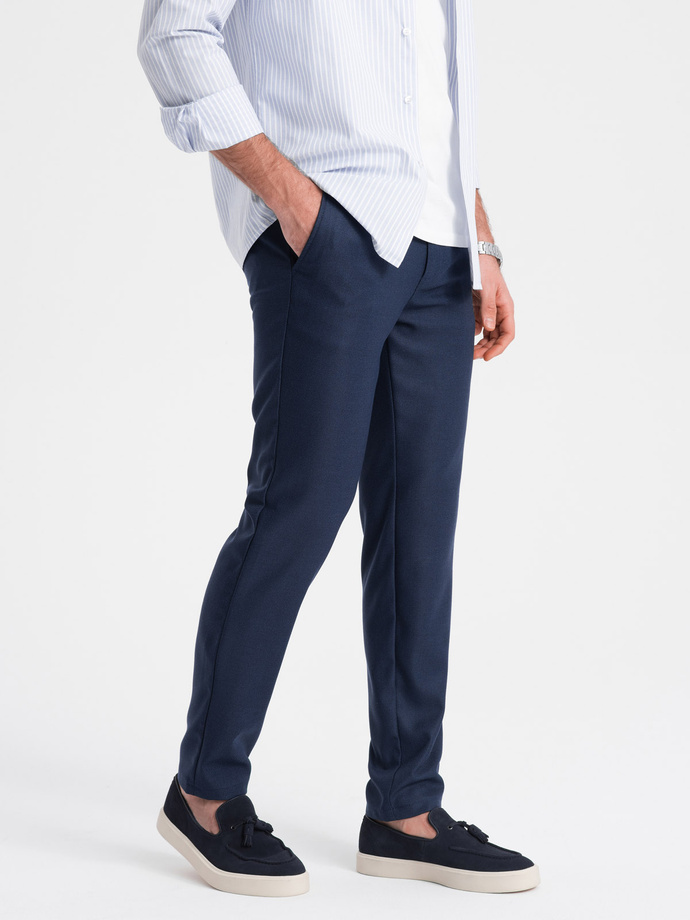 Men's classic chino SLIM FIT pants - navy blue V1 OM-PACP-0182