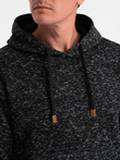 Men's non-stretch kangaroo hoodie - graphite melange V2 OM-SSNZ-0147
