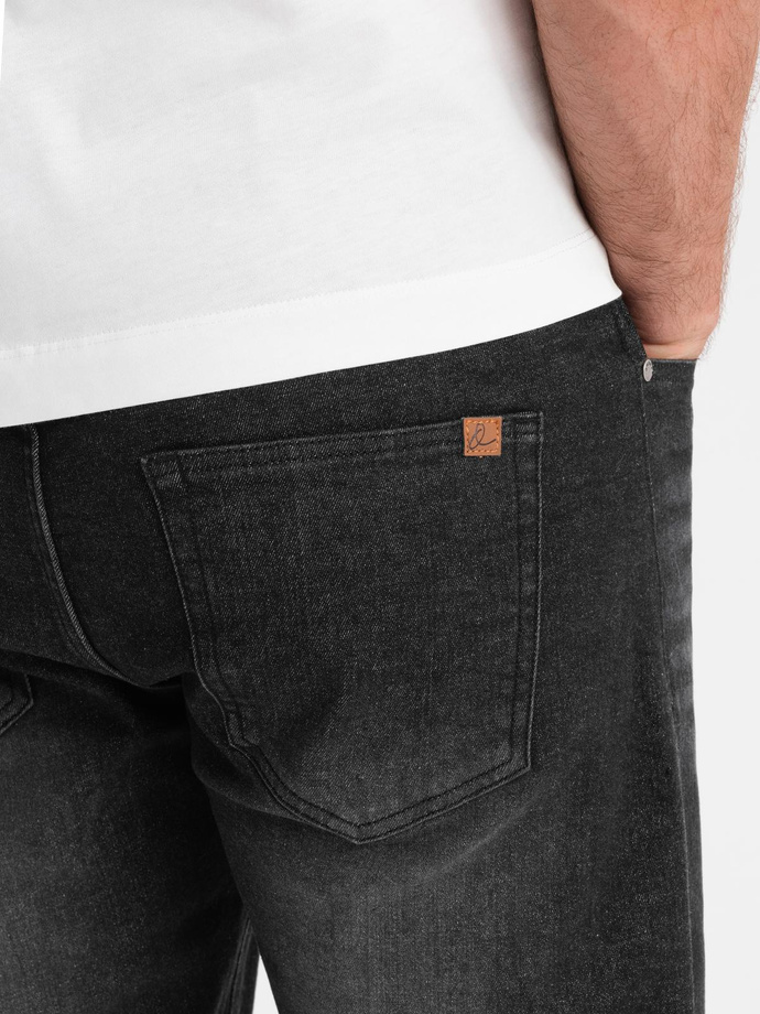 Men's denim shorts with rolled up leg - black V3 OM-SRDS-0164