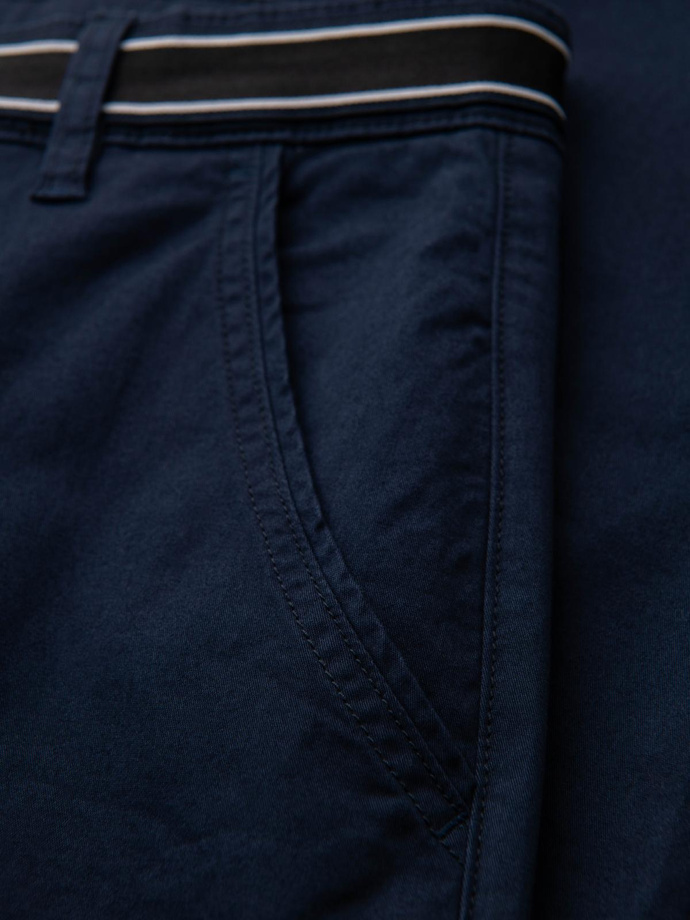 Men's chino pants with decorative waistband - navy blue V2 OM-PACP-0118