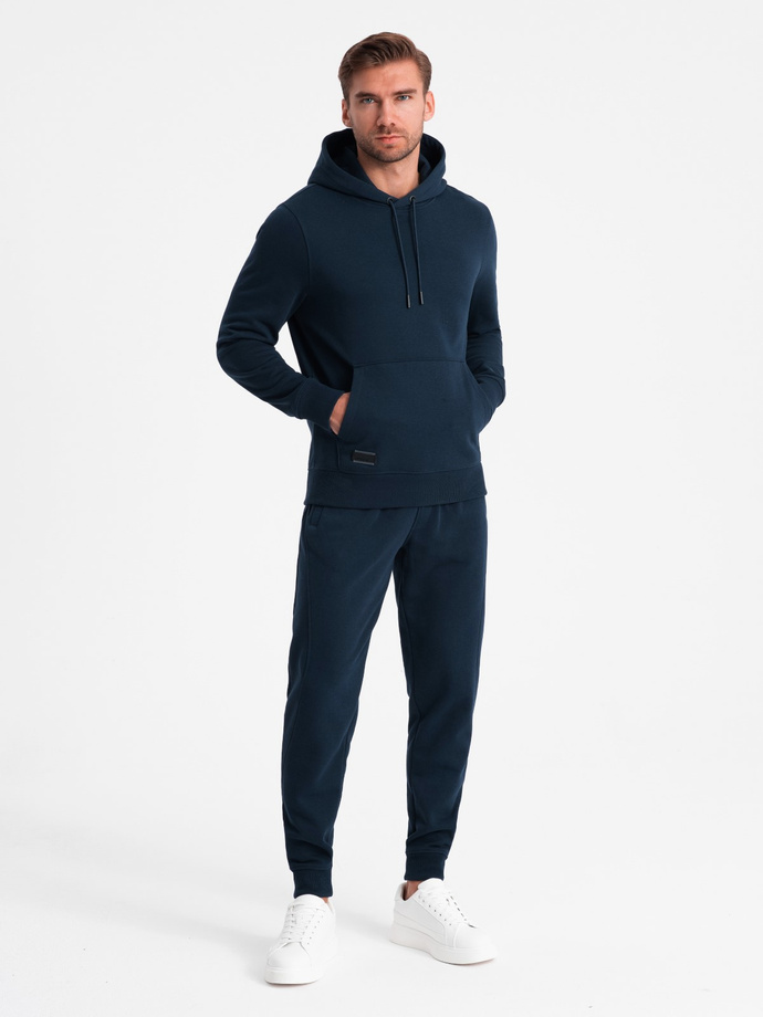 Men's BASIC tracksuit set kangaroo sweatshirt + joggers - navy blue V1 Z85