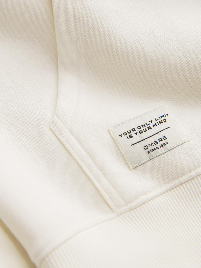 Men's BASIC kangaroo hooded sweatshirt - cream V11 B1674