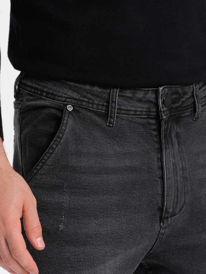 Men's SKINNY FIT denim pants with chino pockets - graphite V7 OM-PADP-0100
