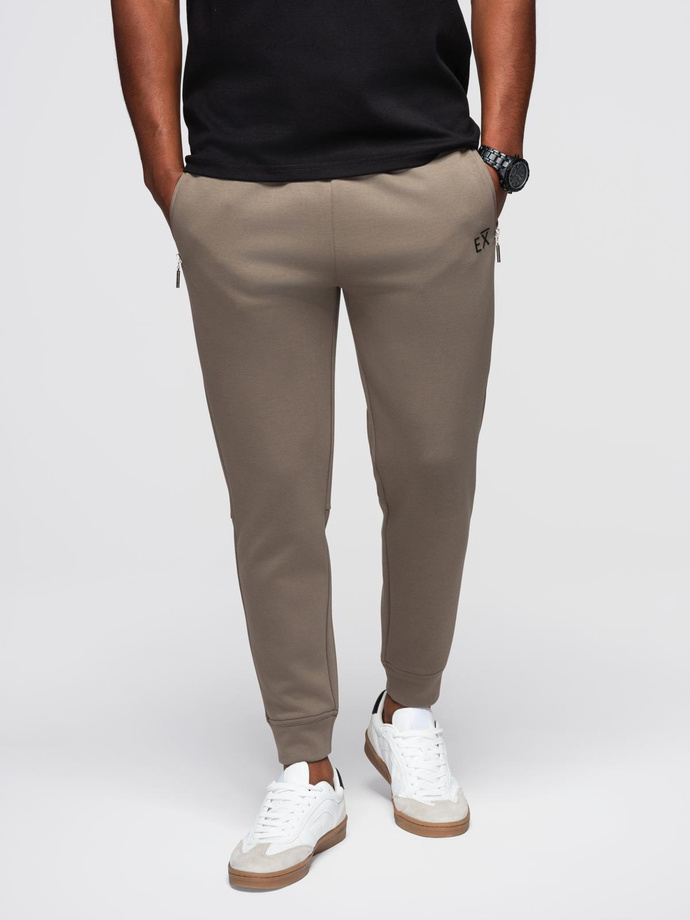 Men's sweatpants joggers with contrasting stripes - black V1 OM-PASK-0229