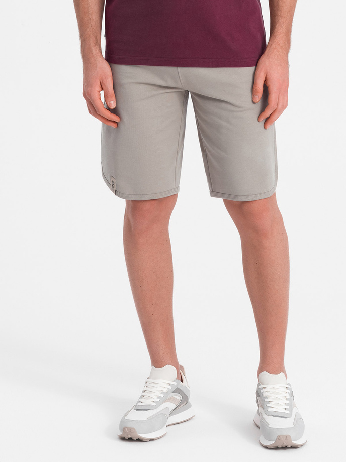 Men's sweat shorts with rounded leg - dark beige V3 OM-SRSK-0105