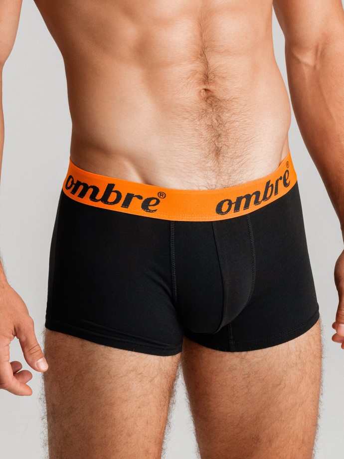 Bokserki męskie bawełniane z kontrastową gumą - 7-pak czarne V1 OM-UNBO-0100