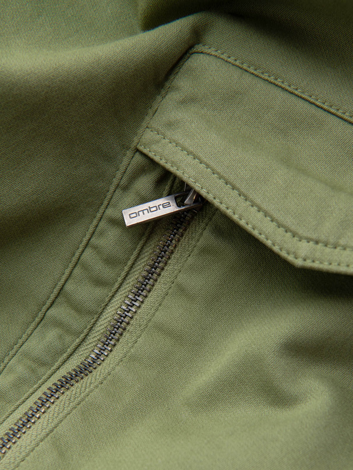 Men's knit joggers with cargo pockets - olive V3 OM-PAJO-0199