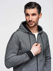 Men's softly structured hooded sweatshirt - black V1 OM-SSZP-0191
