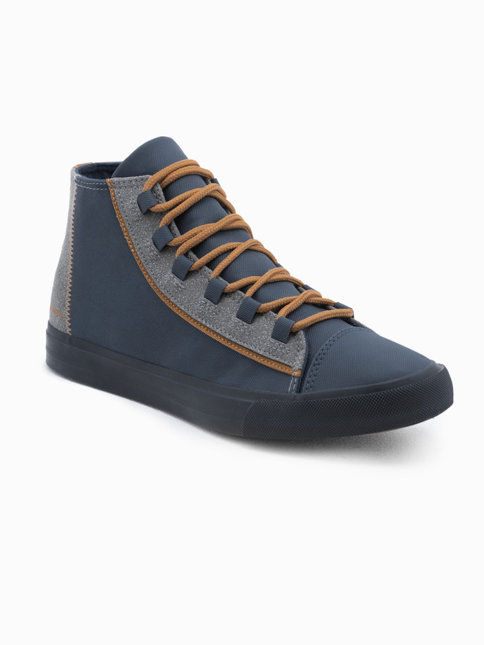 Men's sneakers shoes with contrasting elements - navy blue V2 OM-FOTH-0140