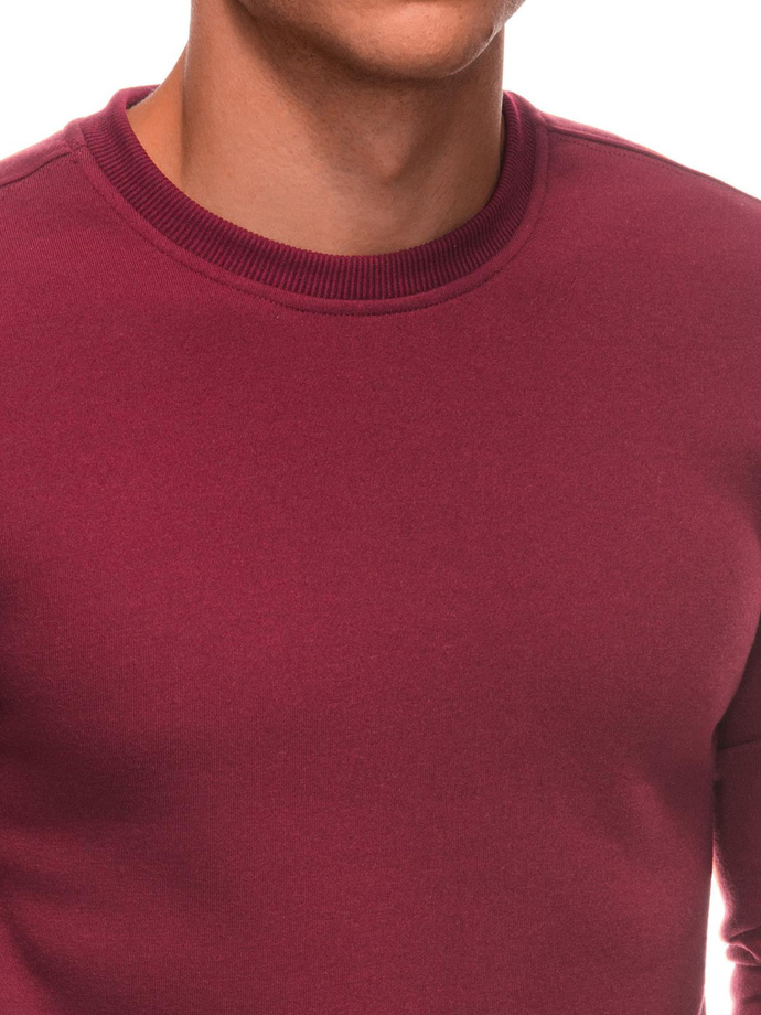 Jednolita dresowa bluza męska round neck BASIC – bordowa V8 EM-SSBN-0100