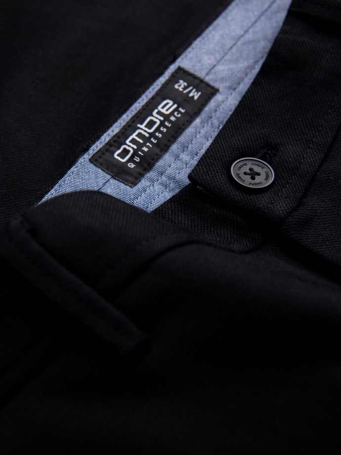 Spodnie męskie chino SLIM FIT z delikatną teksturą - czarne V5 OM-PACP-0190