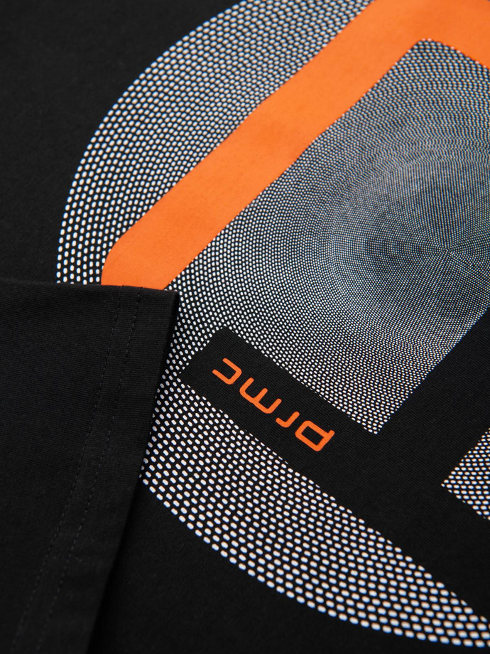 Men's large print t-shirt - black V2 OM-TSPT-0245