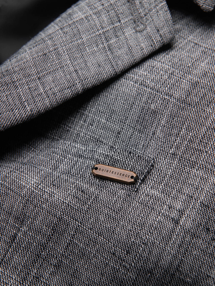 Marynarka męska o kroju REGULAR z lnem - grafitowa V5 OM-BLZB-0128