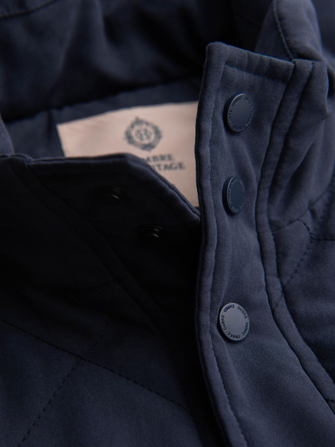 Bezrękawnik pikowany męski z efektem peach – granatowy V2 OM-JAVJ-0277