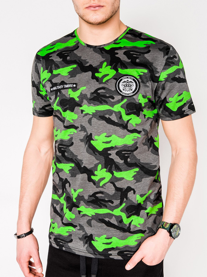 Men's printed t-shirt - green/camo S1010