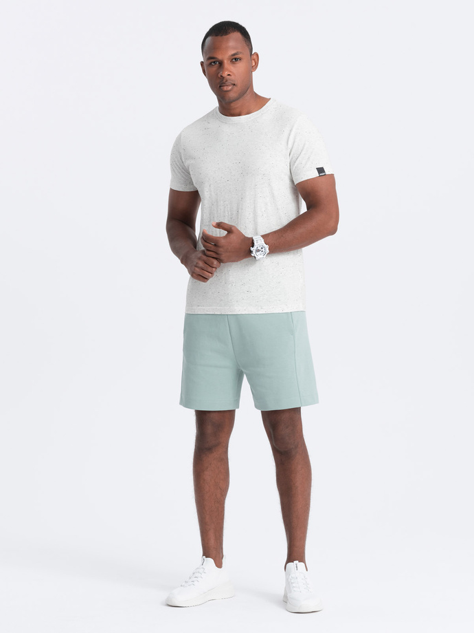 Men's t-shirt with decorative confetti effect - cream V1 OM-TSCT-0178