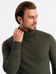 Men's knitted turtleneck with viscose - dark grey V5 OM-SWTN-0127 