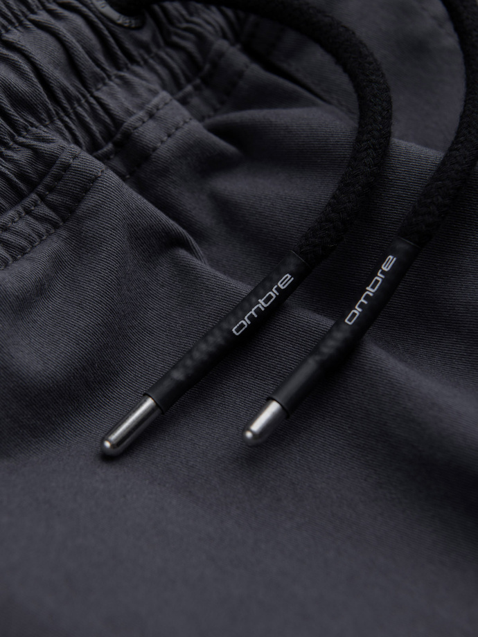 Męskie spodnie JOGGERY z zapinanymi kieszeniami cargo - grafitowe V3 OM-PAJO-0125