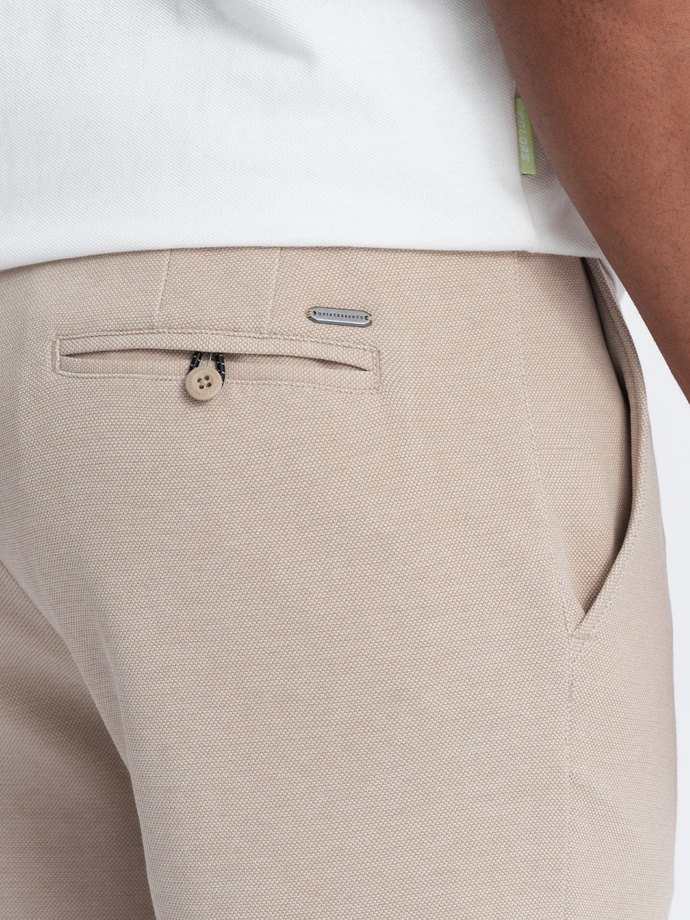 Men's shorts made of two-tone melange knit fabric - sand V3 OM-SRCS-0127
