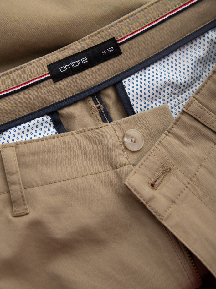 One color men's shorts with cargo pockets - sand V1 OM-SRCG-0133