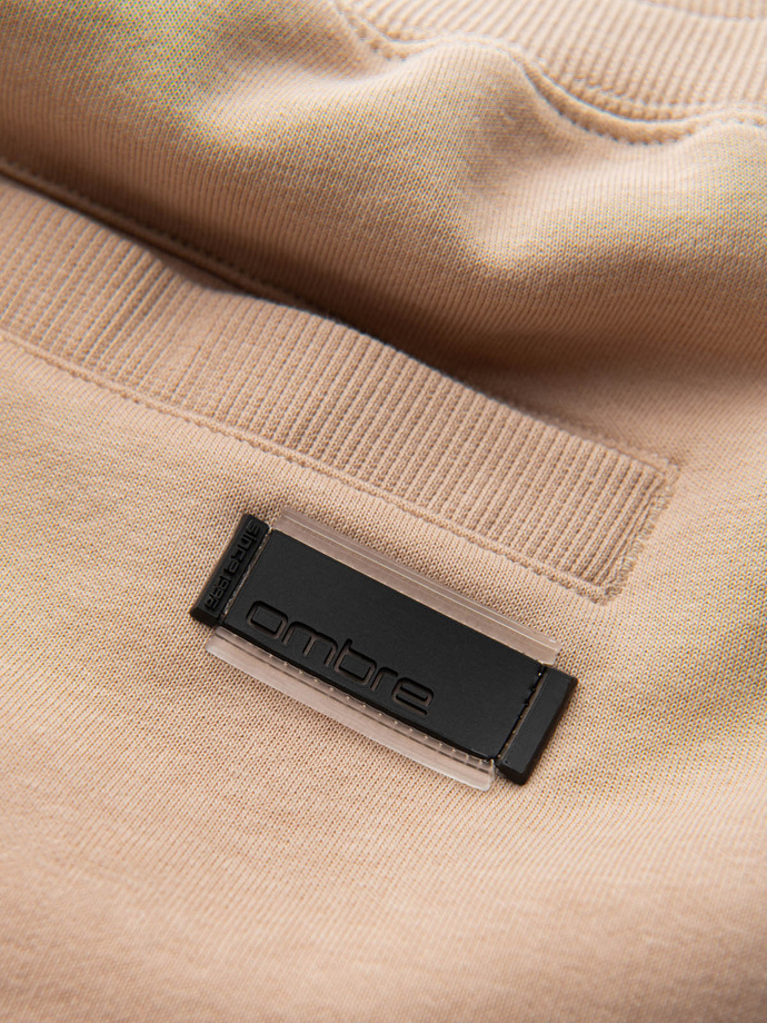 Dresowe męskie szorty bawełniane BASIC – beżowe V6 OM-SRBS-0149