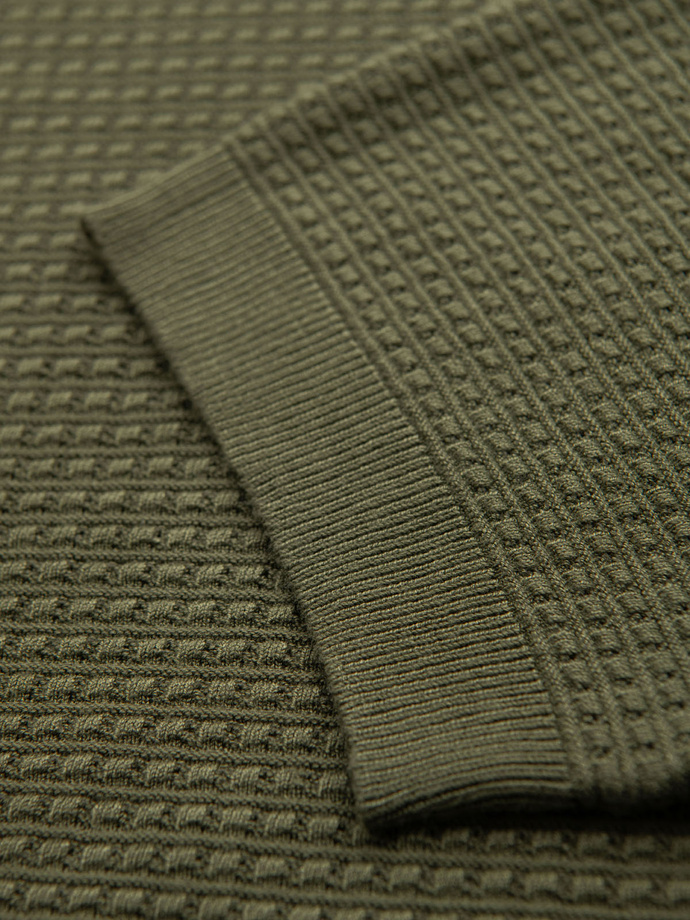 Structured knitted shirt for men - olive V1 OM-TSCT-0253