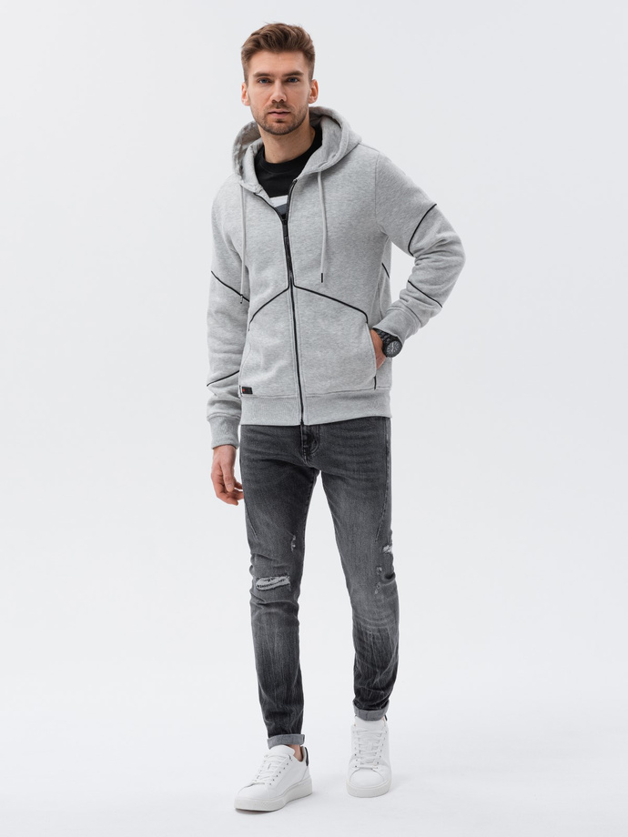 Bluza męska rozpinana z kapturem - szary melanż V5 B1421