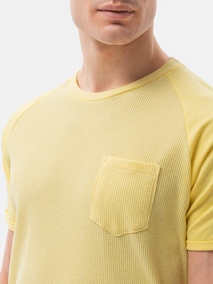 T-shirt męski bez nadruku - żółty S1182